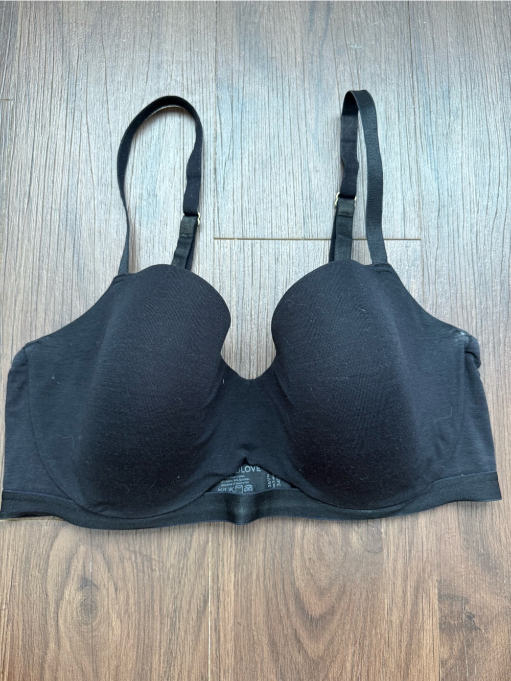 ThirdLove 24/7 Cotton T Shirt Black Bra Size 34 D 1/2